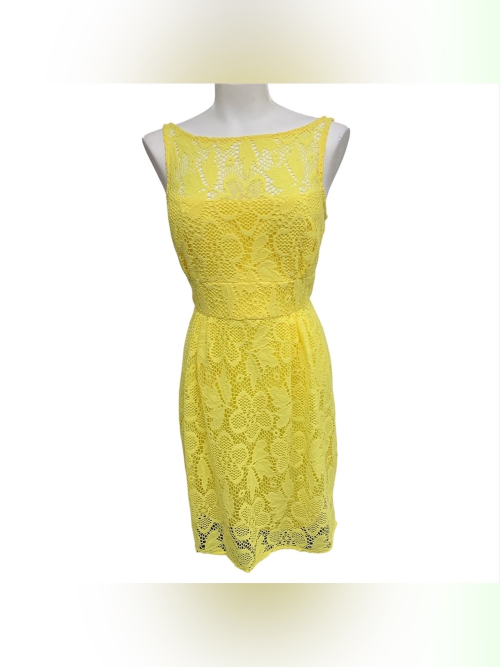 Studio I Yellow Lace Sheath Dress Size M